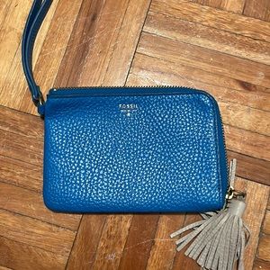 Blue fossil wristlet.